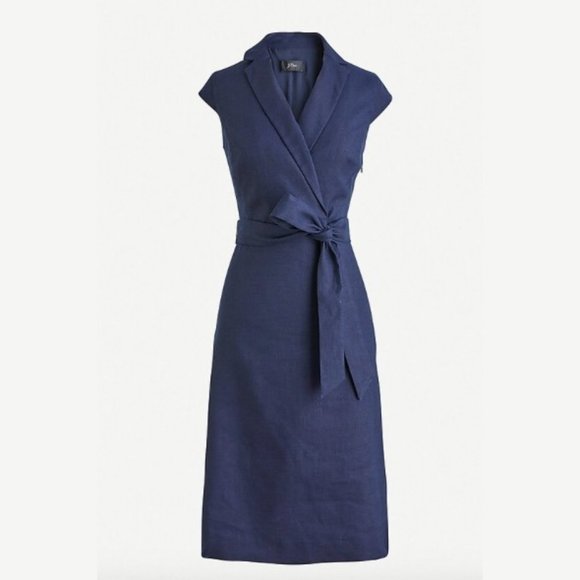 J. Crew Dresses & Skirts - J. Crew belted faux-wrap dress in stretch linen